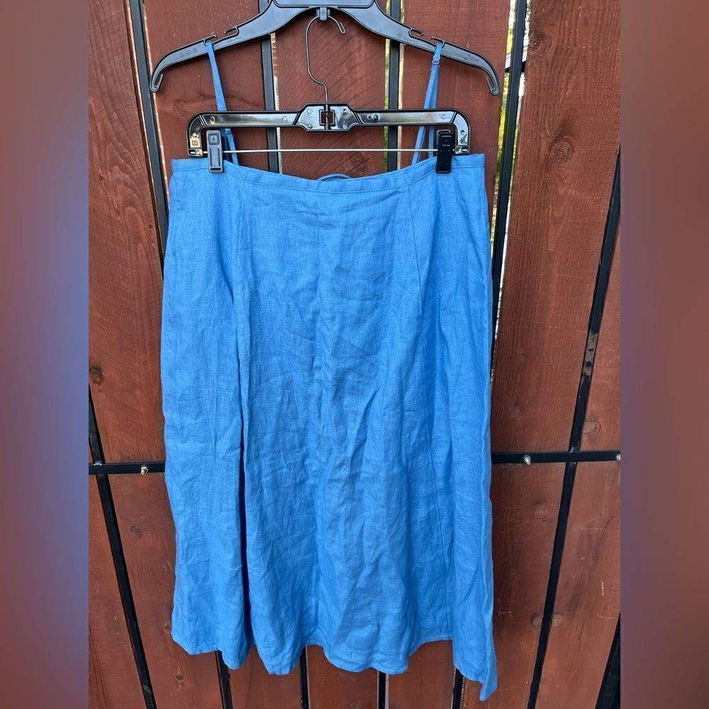 REFORMATION KAMREN TWO-PIECE LINEN DRESS IN PARISIAN BLUE size 12 - Picture 5 of 9